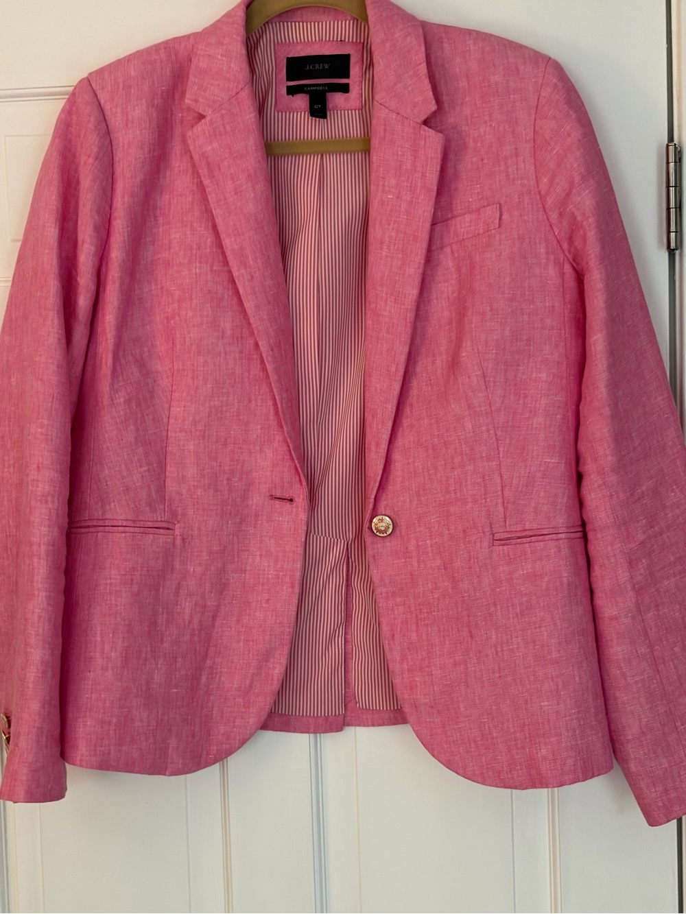 J. Crew Womens Pink Linen Campbell Blazer - 12